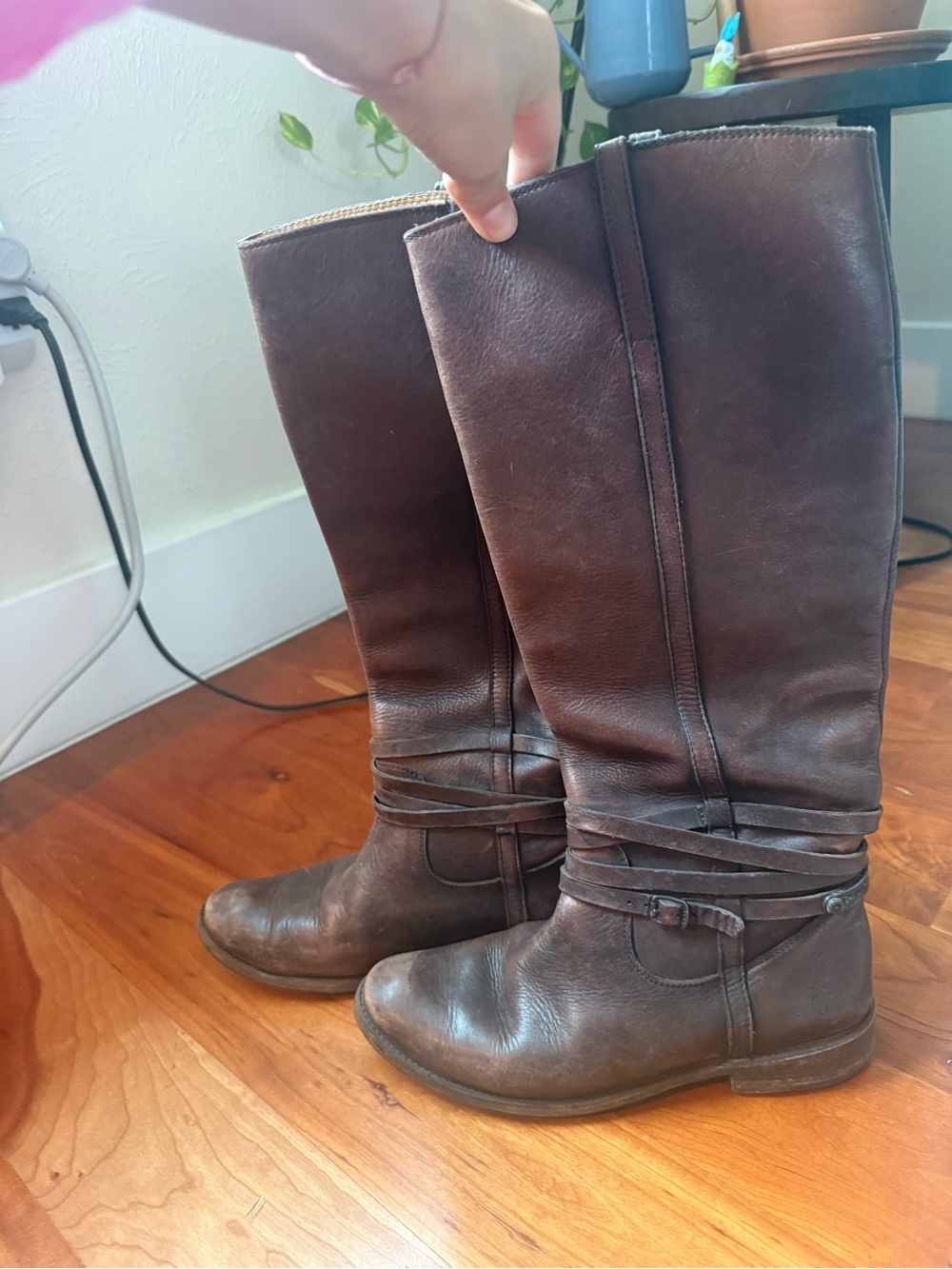 Frye Brown Leather Knee-High Riding Boots
